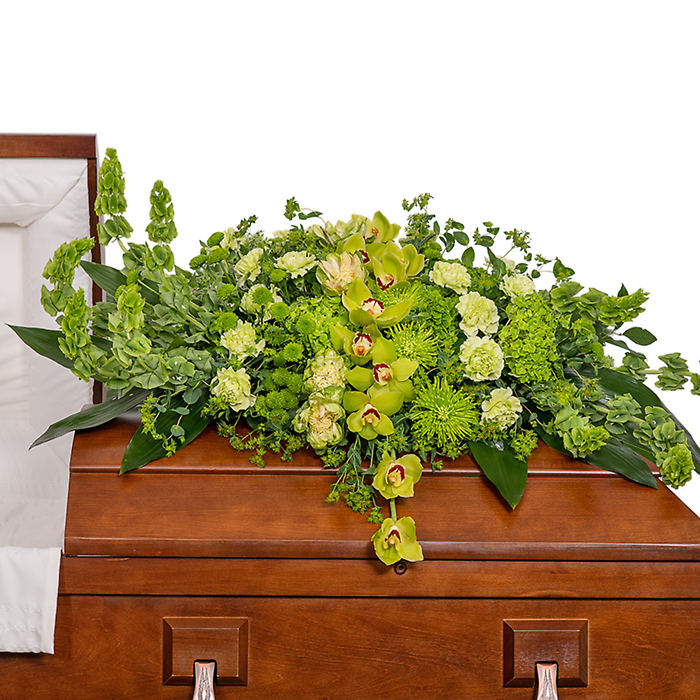 Tranquil Oasis Casket Spray with Orchids